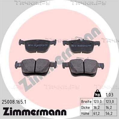 Тормозные колодки Zimmermann задние для SEAT Leon IV 2019-2026. Артикул 25008.165.1