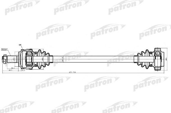 Полуось (привод в сборе, приводной вал) Patron. Артикул PDS0231