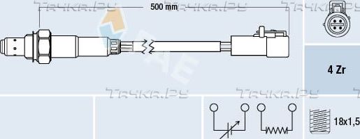 Лямбда-зонд (кислородный датчик) FAE передний для Ford Cougar 2000-2001. Артикул 77260