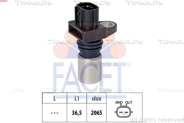 Датчик положения коленвала Facet Made in Italy - OE Equivalent для Opel Vectra C 2003-2005. Артикул 9.0417