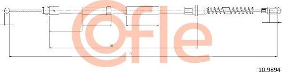 Трос ручника (тросик ручного тормоза) Cofle. Артикул 92.10.9894