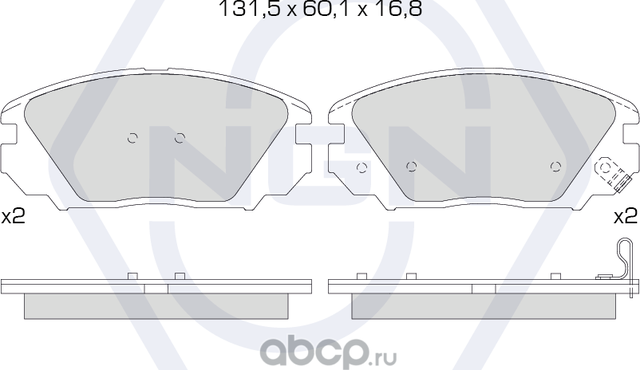 Колодки тормозные керамические, передние (NGN). Артикул 3501530