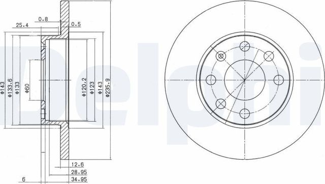 Тормозной диск Delphi передний для Opel Combo B 1994-1995. Артикул BG2148