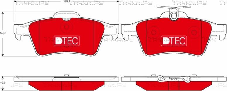 Тормозные колодки TRW DTEC COTEC задние для Renault Megane II 2004-2006. Артикул GDB1621DTE