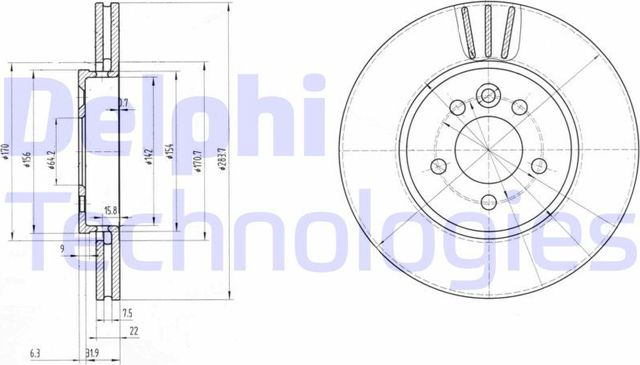 Тормозной диск Delphi передний для Rover 75 I 1999-2005. Артикул BG3503