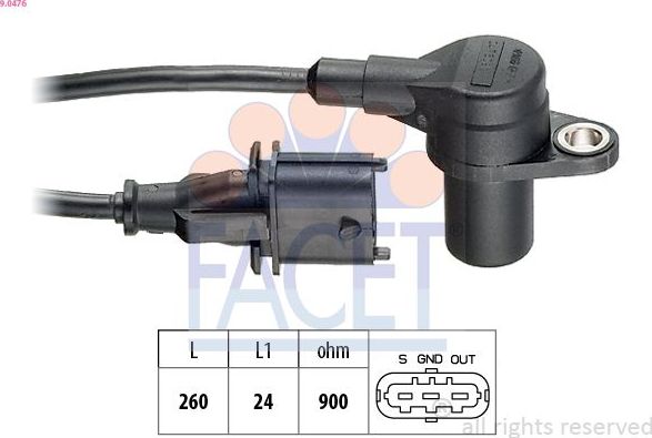 Датчик положения распредвала Facet Made in Italy - OE Equivalent. Артикул 9.0476