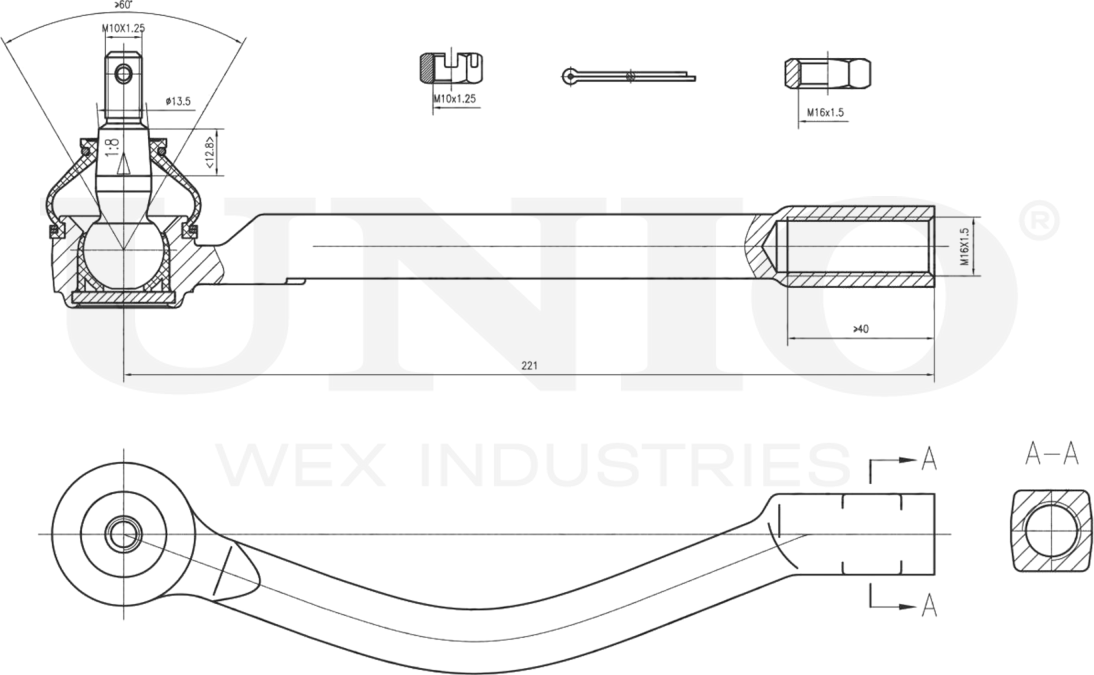 Наконечник рулевой тяги (Unio). Артикул SSP-10095