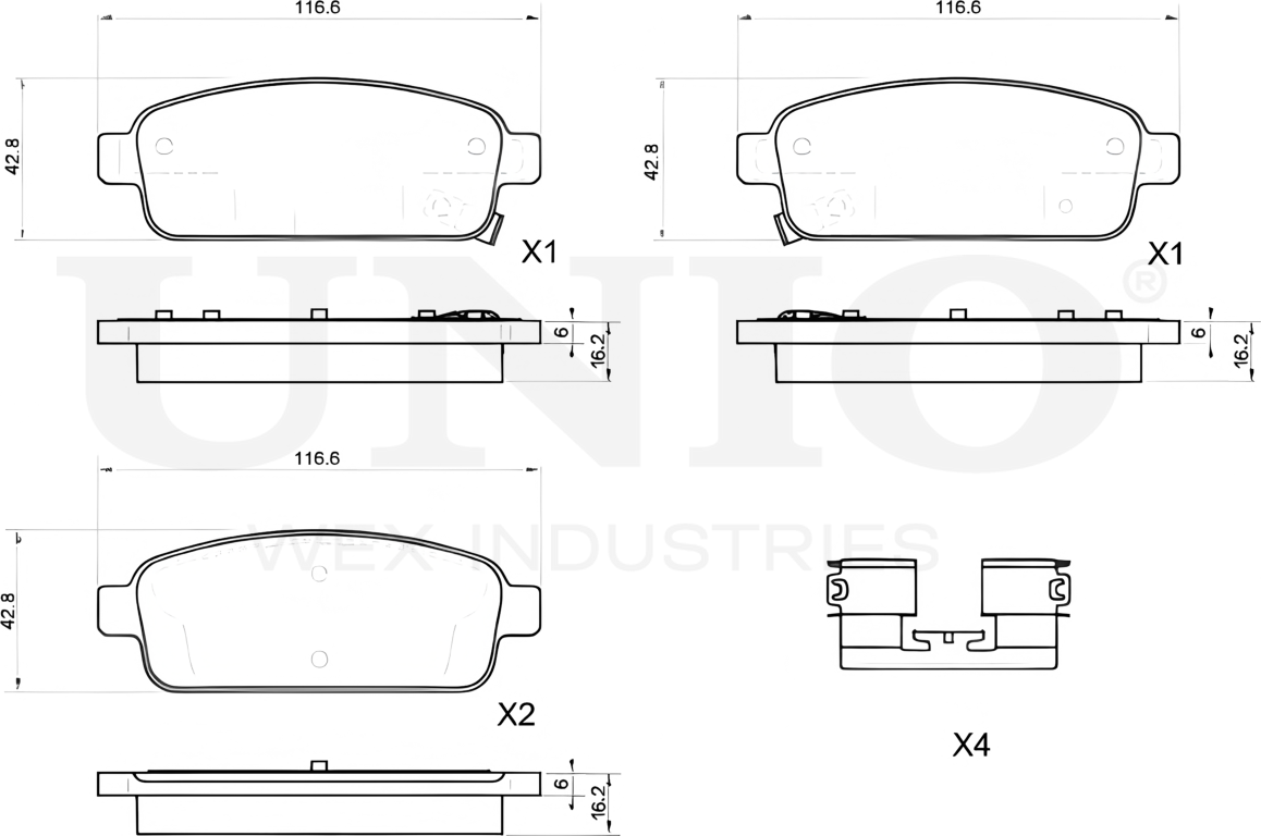 Колодки тормозные дисковые, комплект (Unio). Артикул BRP-20144