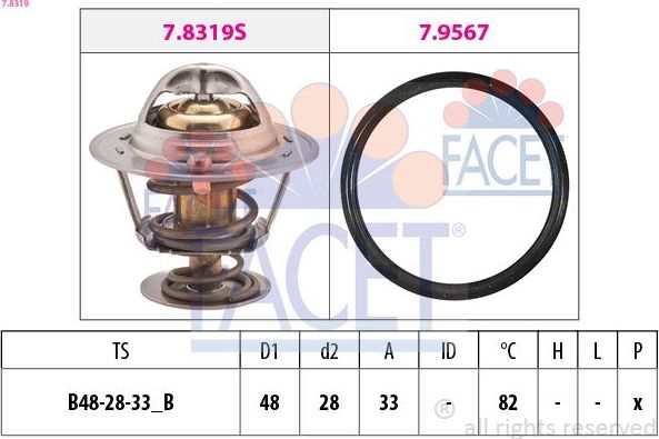 Термостат Facet Made in Italy - OE Equivalent. Артикул 7.8319