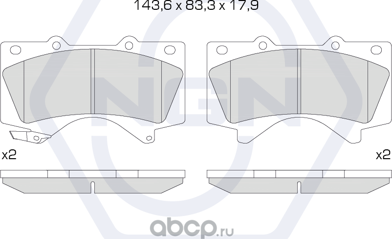 Колодки тормозные керамические, передние (NGN). Артикул 3501377