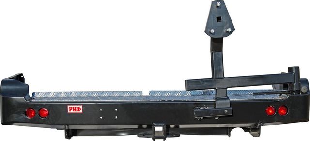 Бампер силовой РИФ задний с квадратом под фаркоп, калиткой и фонарями для Toyota Land Cruiser 105 1998-2007. Артикул RIF105-21125