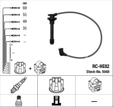 Высоковольтные провода (провода зажигания) (комплект) NGK для Honda CR-V I 1995-2002. Артикул 5048