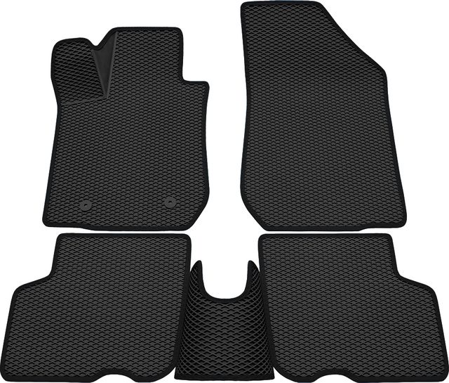 Коврики Rezkon 3D EVA Ромб резиновые для салона Lada Largus 5 мест I рестайлинг 2021-2026 Черный кант. Артикул 9239020201