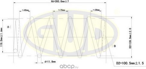 Пружина подвески G.U.D. задняя для Ford Mondeo III 2000-2007. Артикул GCS227560