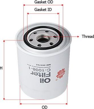 Масляный фильтр Sakura для Mitsubishi Pajero Sport II 2008-2016. Артикул C-1008-1