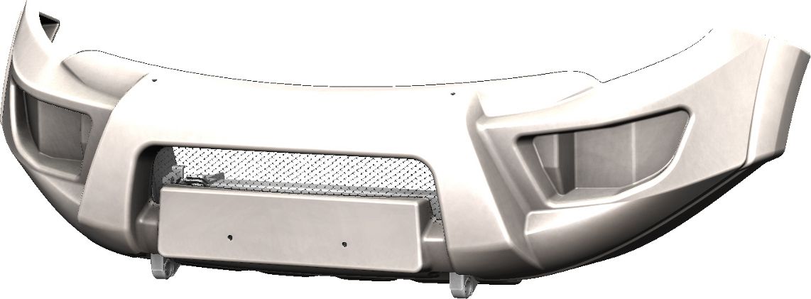 Бампер силовой АВС-Дизайн передний для Mitsubishi L200 V 2015-2018 (кроме компл-и INVITE). БАЗОВЫЙ, без оптики, белый. Артикул ABC.MCCL200.FB.21W