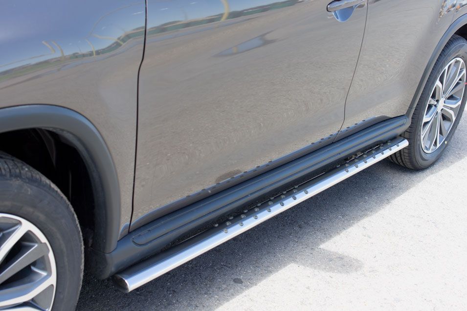 Защита порогов RusStal труба d75х42 овал с проступью для Peugeot 4008 2012-2026. Артикул P48O-000536