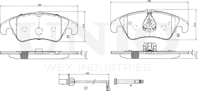 Колодки тормозные диск. передние Ford Focus II 09-, Audi A6 III,IV 09-, A4 IV 07- (Unio). Артикул BRP-20266