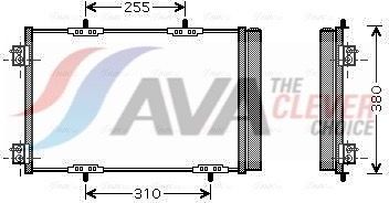 Радиатор кондиционера (конденсатор) AVA (алюминий) для Peugeot 2008 I 2013-2026. Артикул PEA5291D