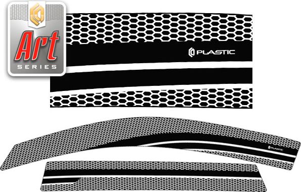 Дефлекторы СА Пластик для окон (Серия Art черная) Volkswagen Touareg 2010-2018. Артикул 2010031505502