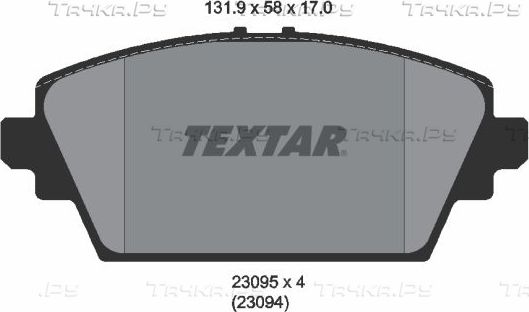 Тормозные колодки Textar передние для Nissan Primera P12 2002-2008. Артикул 2309501