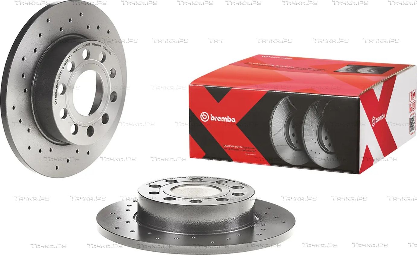 Тормозной диск Brembo XTRA LINE - Xtra задний для Volkswagen Golf V 2003-2009. Артикул 08.9488.1X