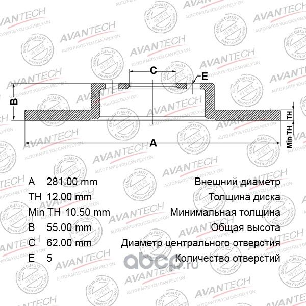 Диск тормозной (Avantech). Артикул BR0133S