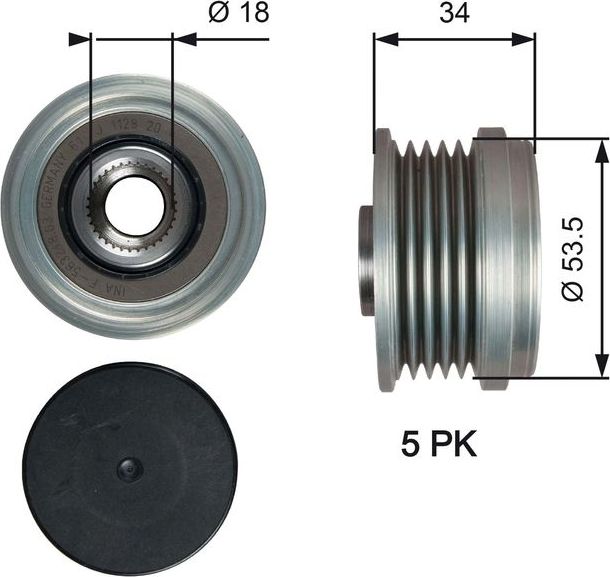 Муфта генератора обгонная Gates DriveAlign® для Opel Corsa D 2009-2014. Артикул OAP7202