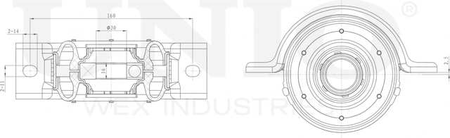 Подшипник подвесной карданного вала (Unio). Артикул RMP-15179