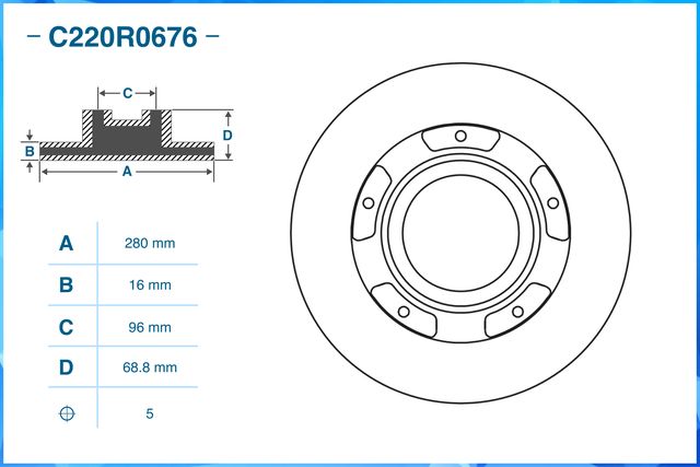 Диск тормозной задний (Cworks). Артикул C220R0676