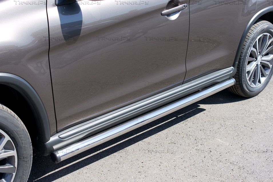 Защита порогов RusStal труба d63 (вариант 2) для Peugeot 4008 2012-2026. Артикул P48T-0005342