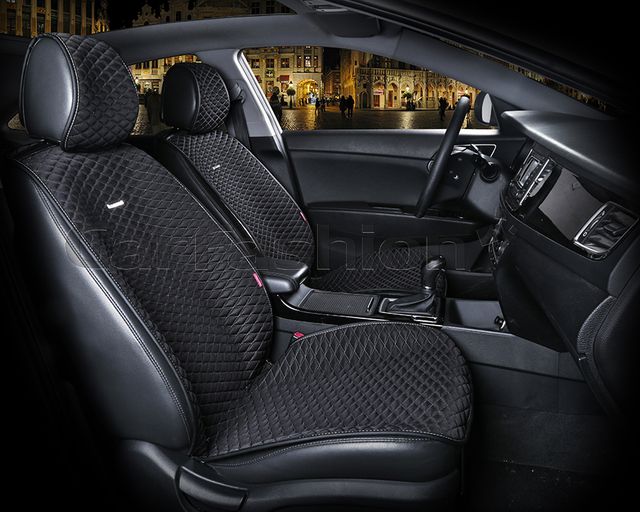 Накидки универсальные CarFashion Palermo на передние сидения авто, цвет Черный/Темно серый. Артикул 21752