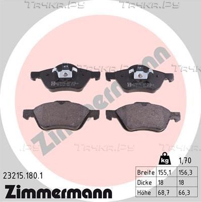 Тормозные колодки Zimmermann для Renault Wind 2010-2013. Артикул 23215.180.1