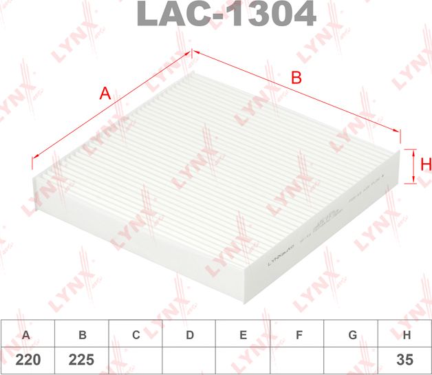 Салонный фильтр LYNXauto. Артикул LAC-1304