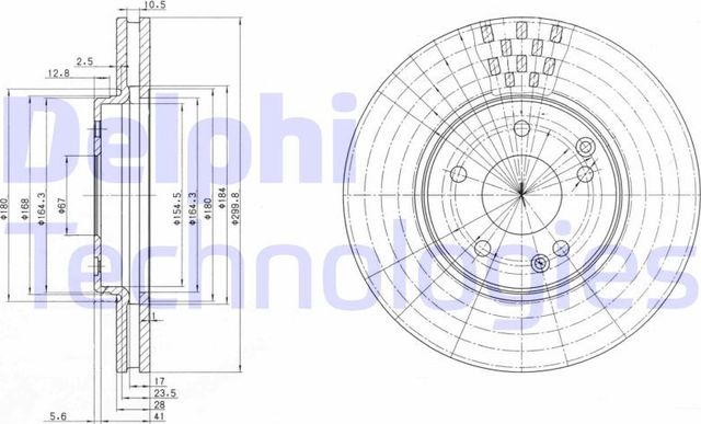 Тормозной диск Delphi передний для Chrysler Crossfire 2003-2008. Артикул BG3396