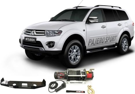 Установочный комплект 4x4Sport с лебедкой 4Revo SRX10000S электрическая 12V 10000 lbs 4535 кг (cинтетический трос) для Mitsubishi Pajero Sport II 2008-2016. Артикул SET-L200MP-W103B