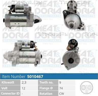 Стартер Meat & Doria для Volkswagen Touareg II 2010-2018. Артикул 5010467