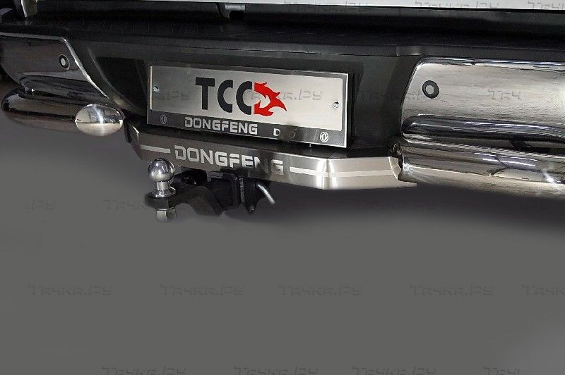 Фаркоп ТСС оцинкованный под американский квадрат для Dongfeng DF6 2.3D AT Luxury 2022-2026 надпись DongFeng (нерж. шар). Артикул TCU00347N