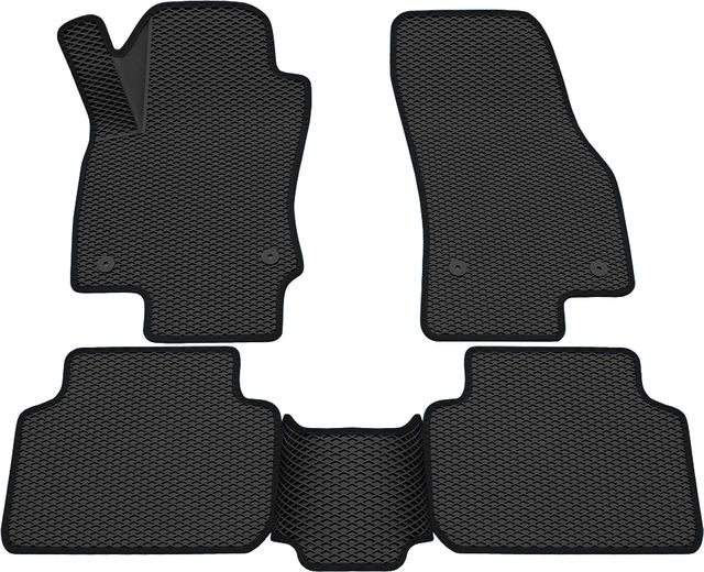 Коврики Rezkon 3D EVA Ромб резиновые для салона Volkswagen Tiguan II 2016-2026 Синий кант. Артикул 9235025203