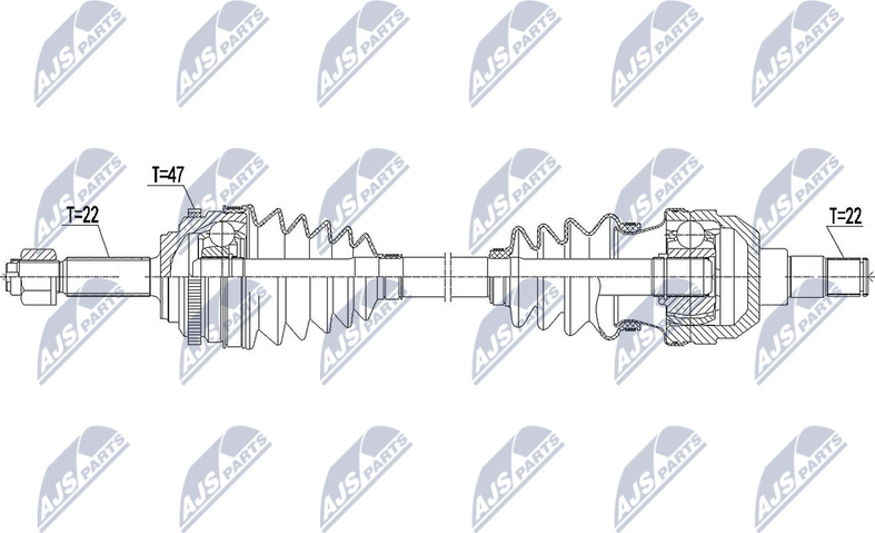 Полуось (привод в сборе, приводной вал) NTY. Артикул NPW-DW-045