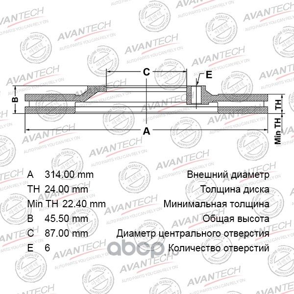 Диск тормозной AVANTECH. Артикул BR0527S