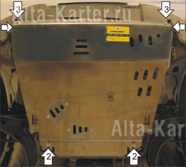 Защита алюминиевая Мотодор для картера, КПП Ford Escape 2001-2004. Артикул 30704