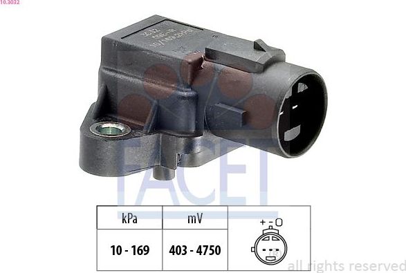 Датчик абсолютного давления (ДАД, MAP) Facet Made in Italy - OE Equivalent. Артикул 10.3032