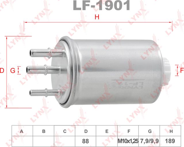 Топливный фильтр LYNXauto для SsangYong Rexton I 2002-2012. Артикул LF-1901