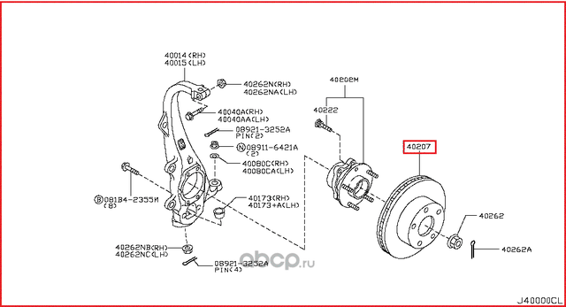 Тормозной диск Nissan передний для Nissan 370Z I 2009-2011. Артикул 40206EG000