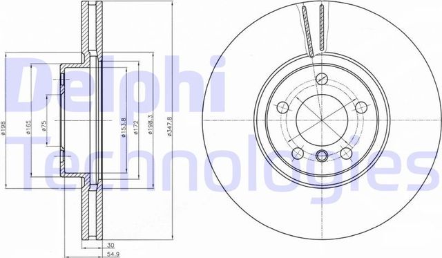 Тормозной диск Delphi передний для BMW X6 II (F16) 2014-2019. Артикул BG9063C