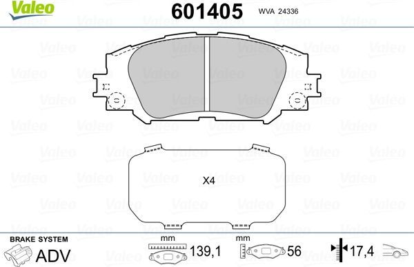 Тормозные колодки Valeo. Артикул 601405