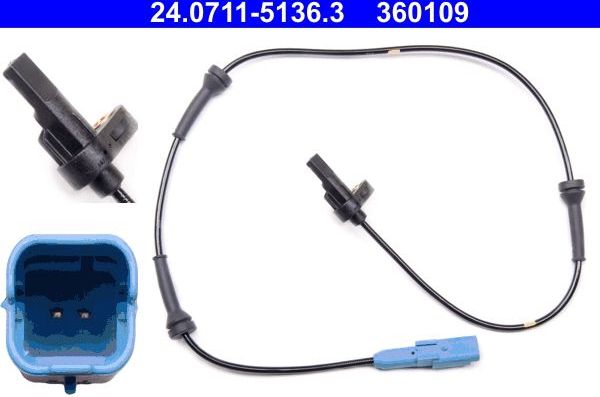 Датчик ABS ATE задний для Peugeot 206 1998-2013. Артикул 24.0711-5136.3
