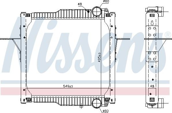 Радиатор охлаждения двигателя Nissens для Renault Midlum 2006-2013. Артикул 63784