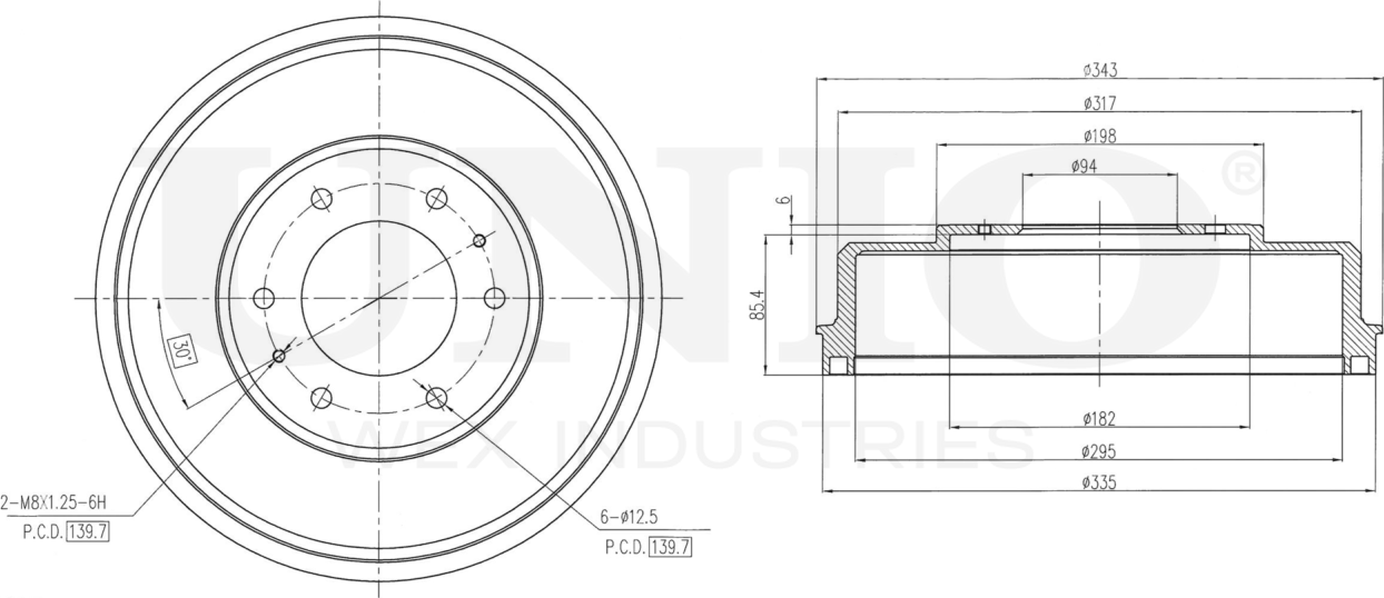 Барабан тормозной (Unio). Артикул BRD-10015